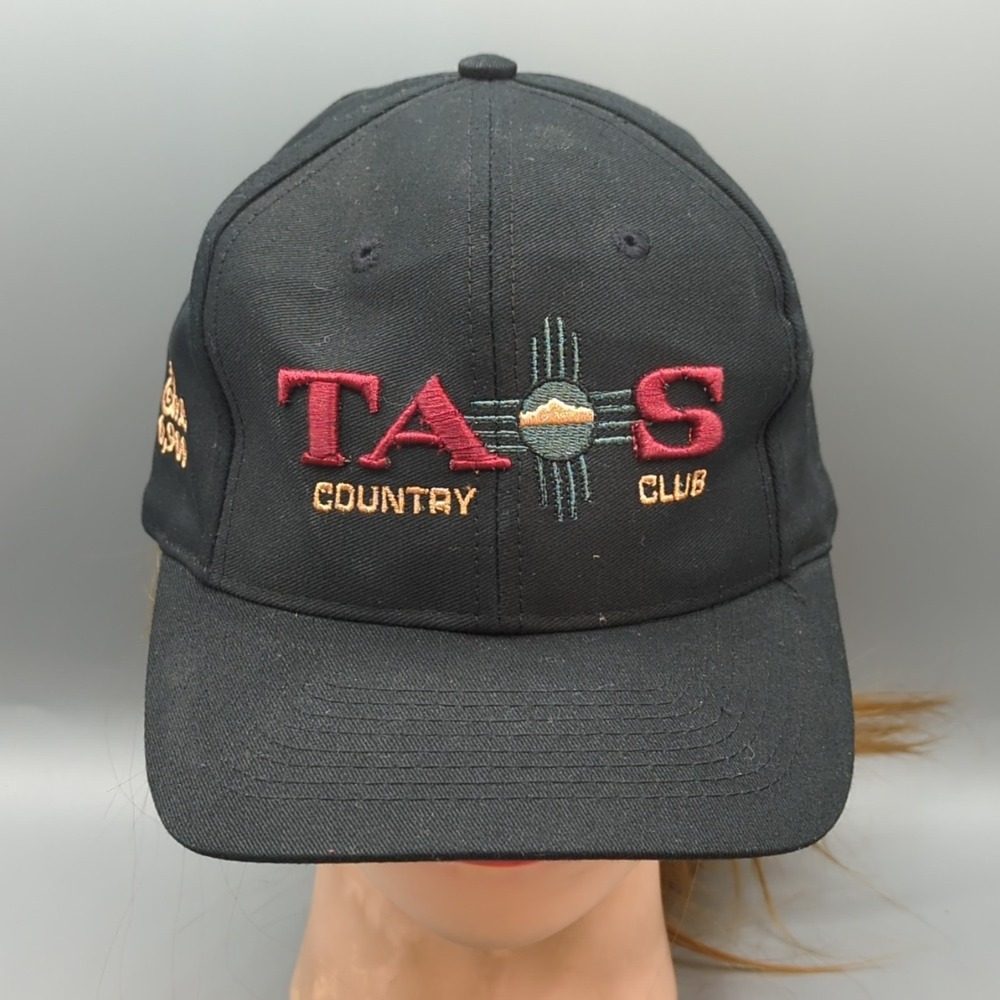 Vintage Taos Country Club Golf Hat Cap "Elev. 6,900" Black Ahead New Mexico